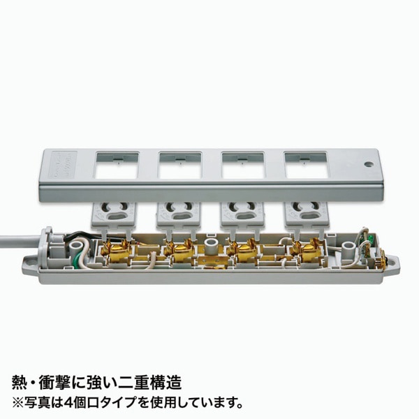 サンワサプライ 工事物件タップ L型プラグ 3P 8個口 5m TAP-K8L-5 1個（ご注文単位1個）【直送品】