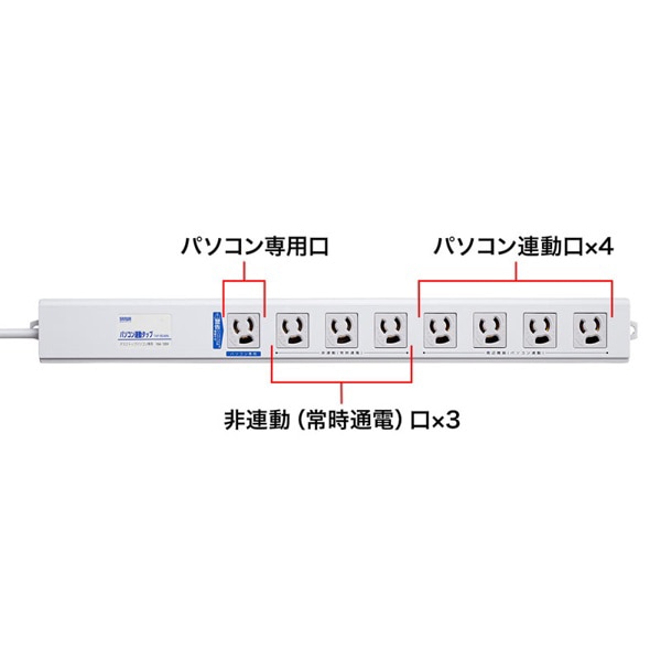サンワサプライ パソコン連動タップ マイコン連動式 3P・8個口・2m TAP-RE4MN 1個（ご注文単位1個）【直送品】