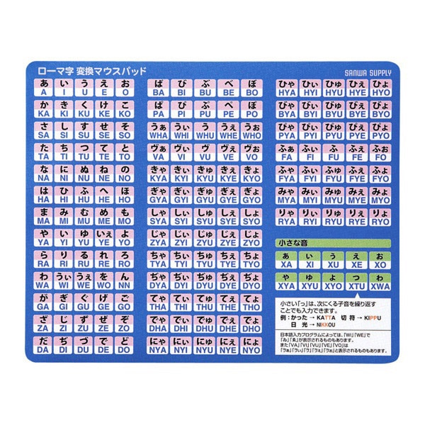 サンワサプライ ローマ字変換マウスパッド ブルー MPD-OP17RL8BL 1個（ご注文単位1個）【直送品】