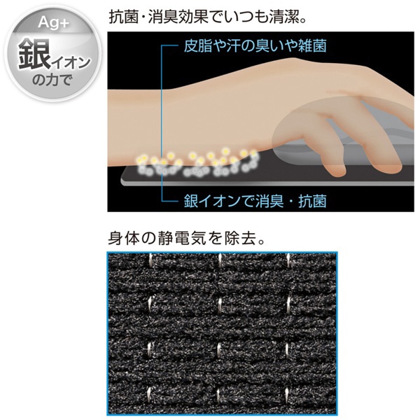 サンワサプライ 抗菌・消臭・静電気除去マウスパッド ブラック MPD-SEA4BK 1個(ご注文単位1個)【直送品】