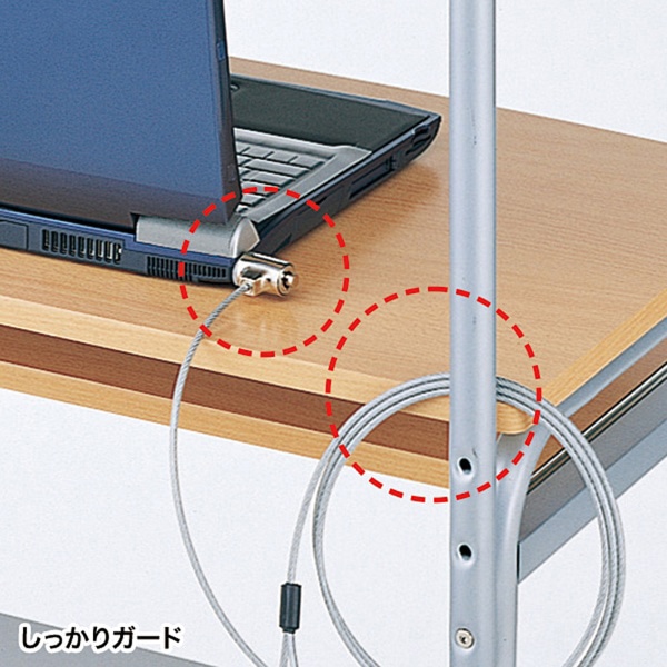 サンワサプライ eセキュリティ ワイヤー SL-31 鍵No.3 SLE-6S-3 1個(ご注文単位1個)【直送品】
