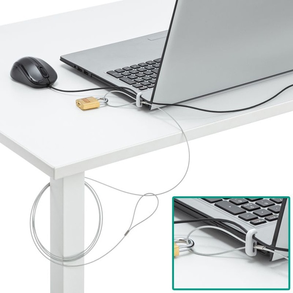 サンワサプライ ノートパソコン マウス セキュリティキット 南京錠 SL-21K 1個（ご注文単位1個）【直送品】