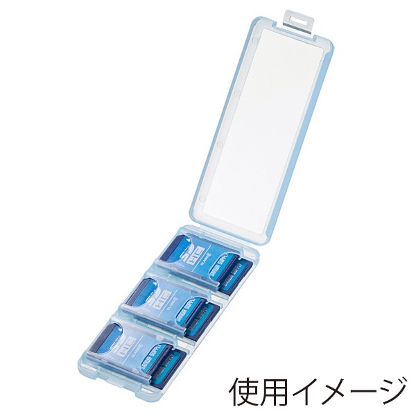 サンワサプライ SDカードケース 6枚収納 クリアブルー FC-MMC23SDCBL 1個(ご注文単位1個)【直送品】