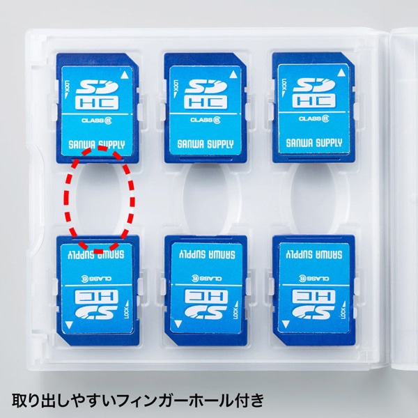 サンワサプライ SDカードケース 12枚収納 クリア FC-MMC26CL 1個(ご注文単位1個)【直送品】