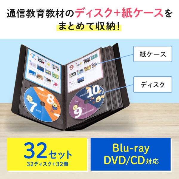 サンワサプライ ディスクファイルケース CDジャケット収納 32枚収納 ブラック FCD-FLBD32BBK 1個（ご注文単位1個）【直送品】