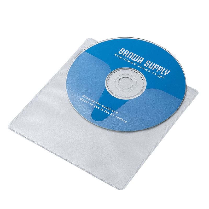 サンワサプライ ブルーレイディスク対応不織布ケース FCD-FNBDW50 片面ホワイト 1個(ご注文単位1個)【直送品】