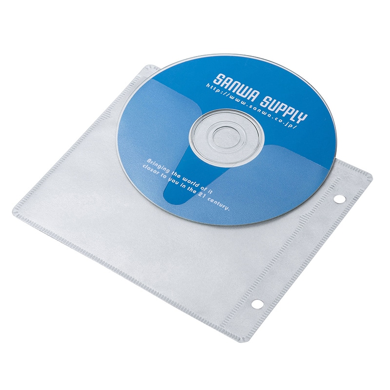 サンワサプライ ブルーレイディスク対応不織布ケース リング穴付 FCD-FRBDWIN50 片面罫線入 1個(ご注文単位1個)【直送品】