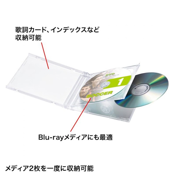 サンワサプライ Blu-ray・DVD・CDケース 2枚収納タイプ FCD-22CLN2 1個（ご注文単位1個）【直送品】