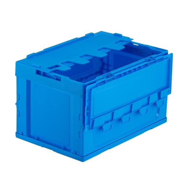 サンワサプライ 折りたたみコンテナ 50L ふた付き ブルー CNT-CV50BL 1個（ご注文単位1個）【直送品】