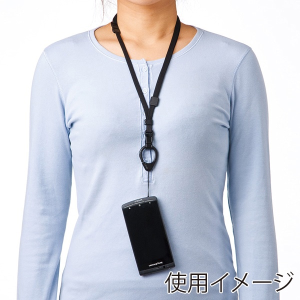 サンワサプライ フィンガー&ネックストラップ ブラック DG-ST38BK 1個(ご注文単位1個)【直送品】