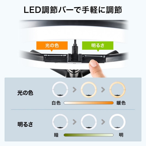 サンワサプライ WEBカメラ用LEDライト付きスタンド CMS-STN2BK 1個（ご注文単位1個）【直送品】