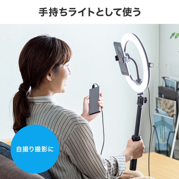 サンワサプライ WEBカメラ用LEDライト付きスタンド CMS-STN2BK 1個（ご注文単位1個）【直送品】