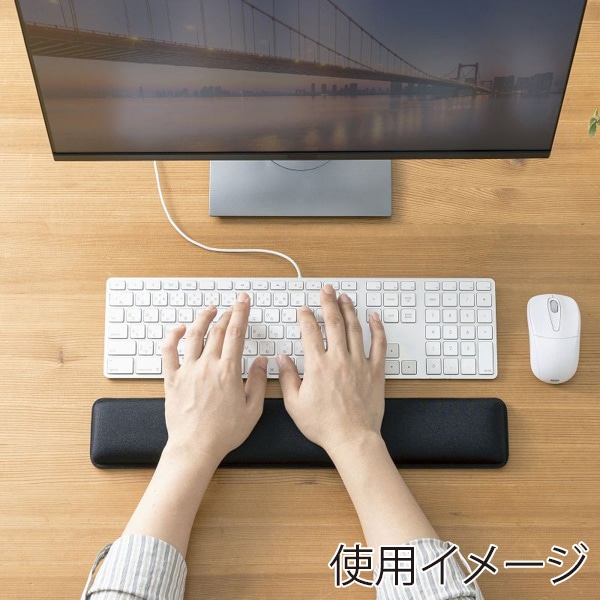 サンワサプライ 低反発リストレスト 抗菌 キーボード用 W450mm ブラック TOK-MU6BK-L 1個(ご注文単位1個)【直送品】