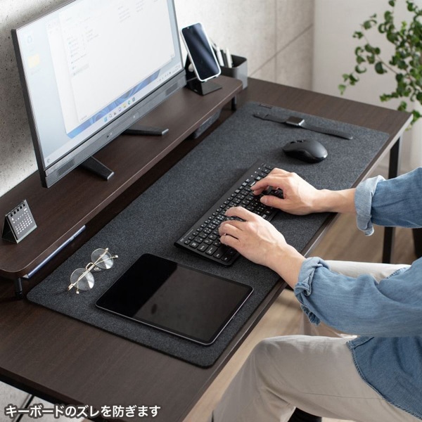サンワサプライ フェルトデスクマット 900×400mm ブラック MPD-FLT1BK 1個（ご注文単位1個）【直送品】
