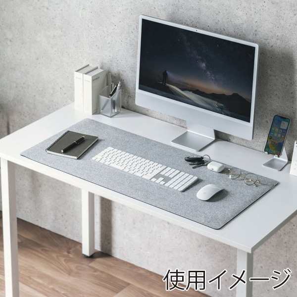 サンワサプライ フェルトデスクマット 900×400mm グレー MPD-FLT1GY 1個（ご注文単位1個）【直送品】