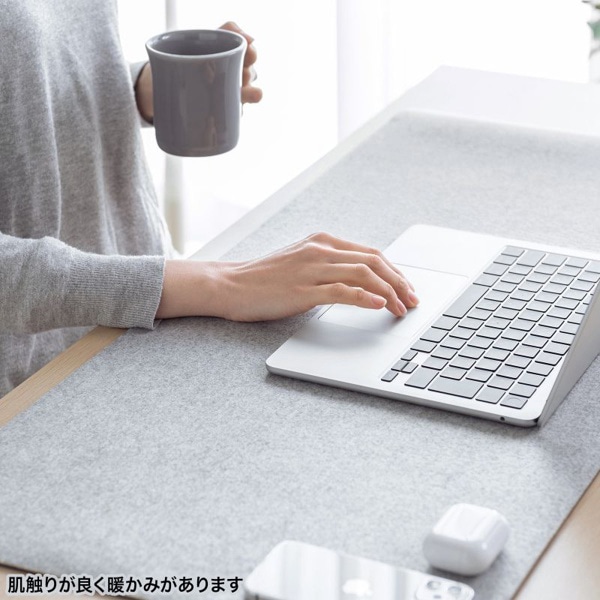 サンワサプライ フェルトデスクマット 900×400mm グレー MPD-FLT1GY 1個（ご注文単位1個）【直送品】