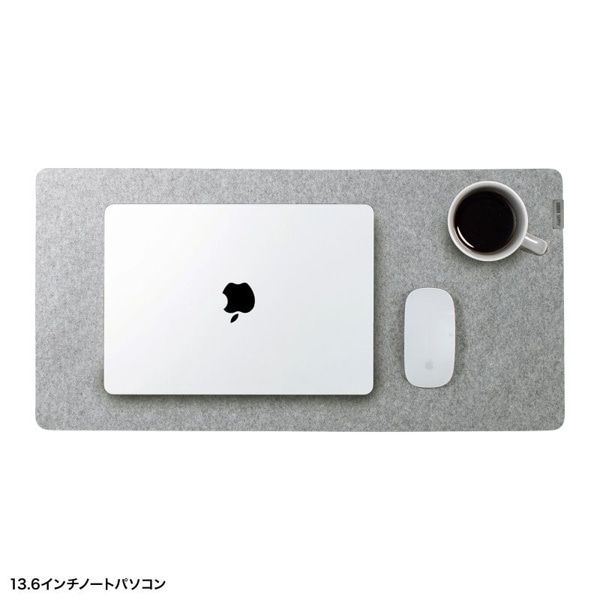 サンワサプライ フェルトデスクマット 600×300mm グレー MPD-FLT2GY 1個(ご注文単位1個)【直送品】
