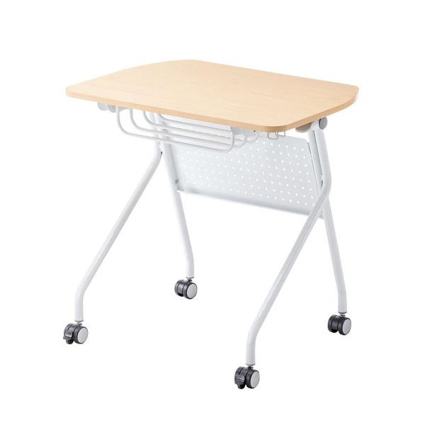 サンワサプライ フォールディングデスク W730×D500mm 木目/ホワイト FLD-7350BR 1個(ご注文単位1個)【直送品】