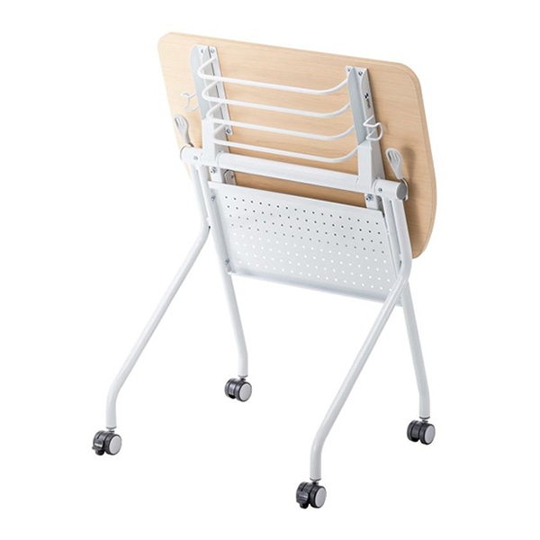 サンワサプライ フォールディングデスク W730×D500mm 木目／ホワイト FLD-7350BR 1個（ご注文単位1個）【直送品】