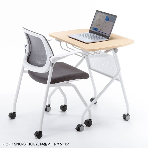 サンワサプライ フォールディングデスク W730×D500mm 木目／ホワイト FLD-7350BR 1個（ご注文単位1個）【直送品】