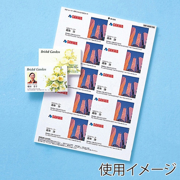 サンワサプライ カラーレーザー用フォト光沢 名刺 A4 10面 10シート LBP-MMC10KN 1個(ご注文単位1個)【直送品】