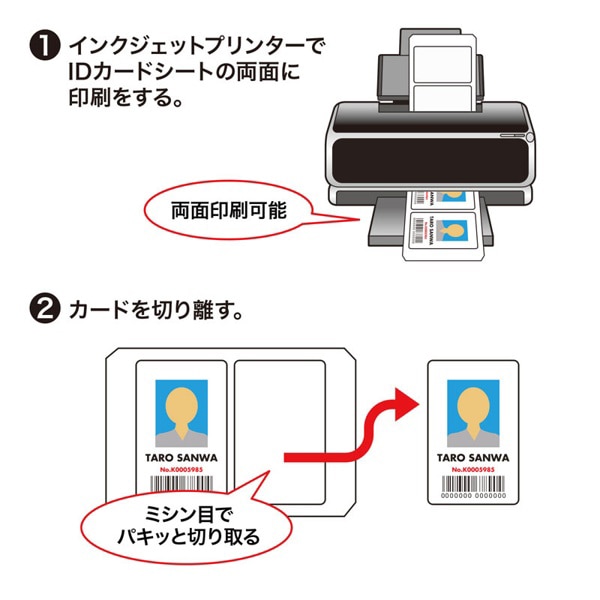 サンワサプライ インクジェット用IDカード 穴なし 5シート カード10枚分 JP-ID03N 1個（ご注文単位1個）【直送品】