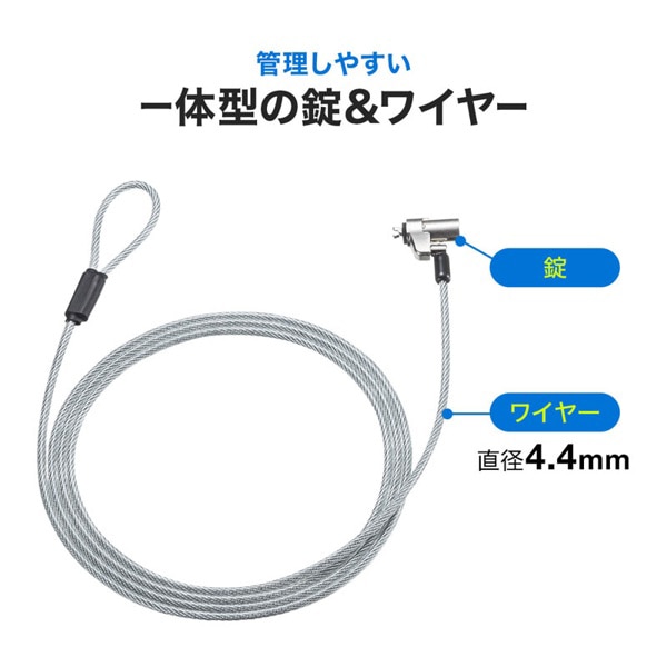 サンワサプライ セキュリティワイヤー NobleWedgeスロット対応 SLE-35S-1 1個（ご注文単位1個）【直送品】