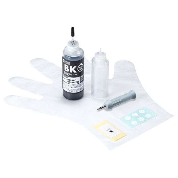サンワサプライ 詰め替えインク キャノン 工具付き 顔料ブラック BC-360用 INK-C360B60S 1個（ご注文単位1個）【直送品】