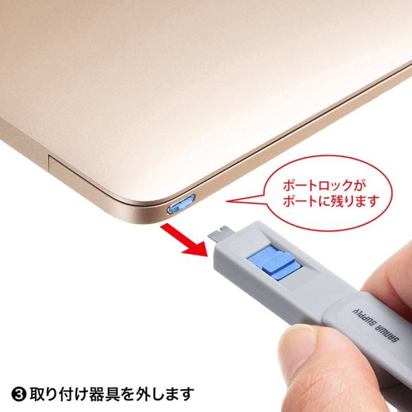 サンワサプライ eセキュリティ TypeCポート取付けセキュリティ SLE-46S-BL 1個（ご注文単位1個）【直送品】