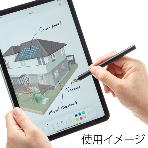 サンワサプライ ディスク式&導電繊維タッチペン ブラック PDA-PEN50BK 1個（ご注文単位1個）【直送品】