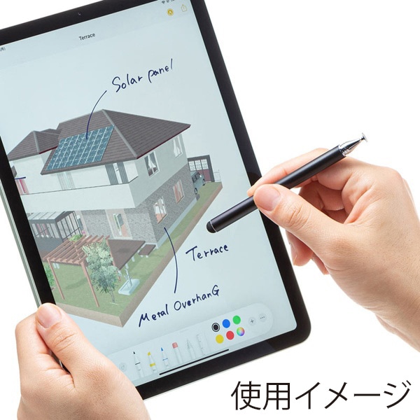 サンワサプライ ディスク式&導電繊維タッチペン ブラック PDA-PEN50BK 1個（ご注文単位1個）【直送品】
