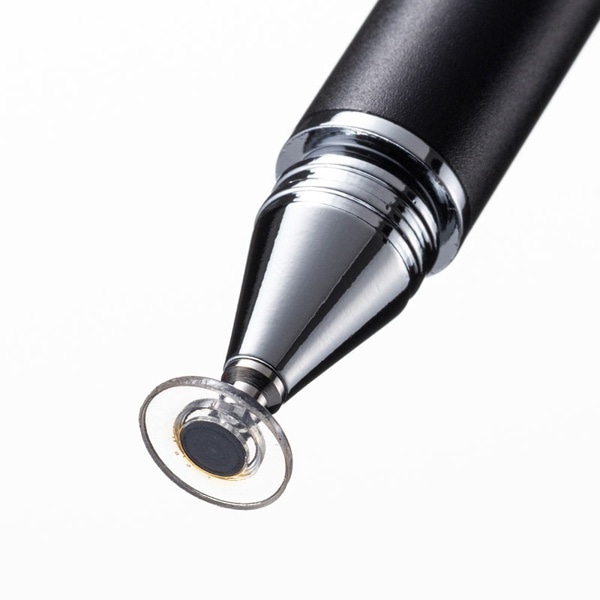 サンワサプライ ディスク式&導電繊維タッチペン ブラック PDA-PEN50BK 1個（ご注文単位1個）【直送品】