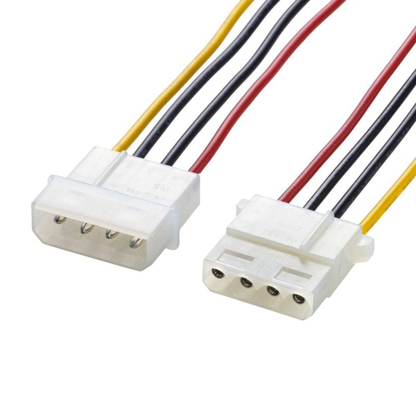 サンワサプライ 電源延長ケーブル 4pinオス-4pinメス 0.3m TK-PW71LN 1個(ご注文単位1個)【直送品】