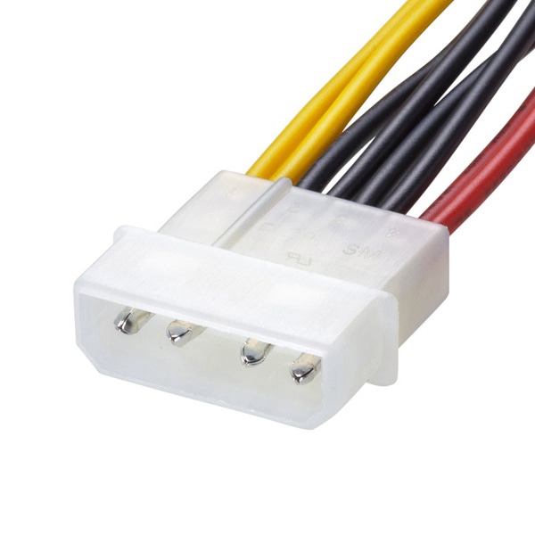 サンワサプライ 電源ケーブル 4pinオス-4pinメス×2 0.15m TK-PW72N2 1個（ご注文単位1個）【直送品】