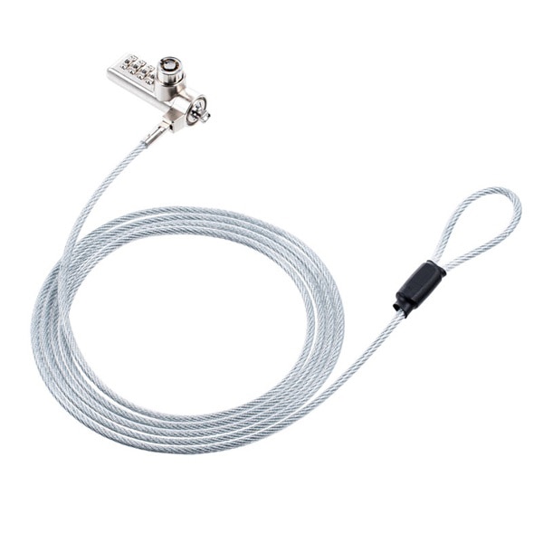 サンワサプライ シリンダ+ダイヤル錠対応セキュリティワイヤー SL-88 1個(ご注文単位1個)【直送品】