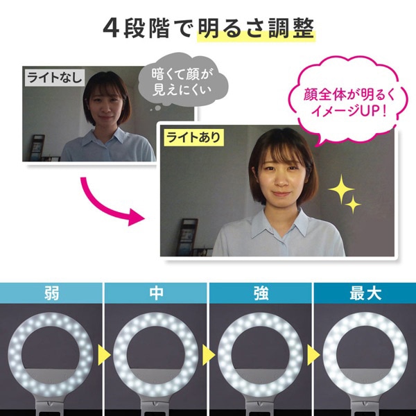 サンワサプライ LEDリングライト クリップタイプ LED-CLP2UW 1個（ご注文単位1個）【直送品】