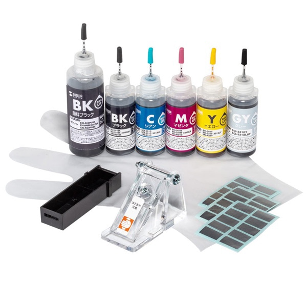 サンワサプライ 詰め替えインク キャノン 工具付き 6色 BCI-330／331シリーズ対応 INK-C331S6S 1個（ご注文単位1個）【直送品】