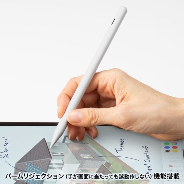 サンワサプライ iPad専用充電式極細タッチペン ホワイト PDA-PEN56W 1個（ご注文単位1個）【直送品】