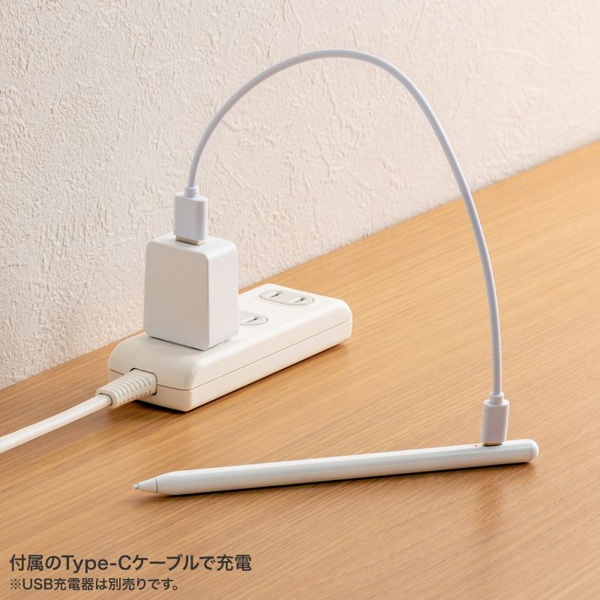 サンワサプライ 極細タッチペン ハイブリッド充電式 ホワイト PDA-PEN58W 1個（ご注文単位1個）【直送品】