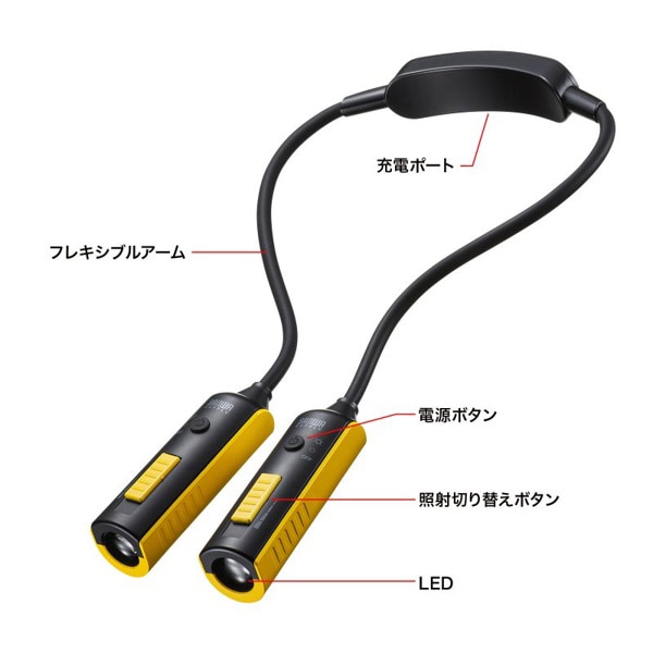 サンワサプライ LEDネックライト USB充電式 LED-NECK1 1個（ご注文単位1個）【直送品】
