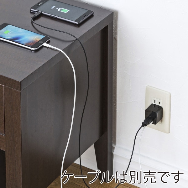 サンワサプライ USB充電器 2ポート 合計2.4A ブラック ACA-IP44BK 1個(ご注文単位1個)【直送品】