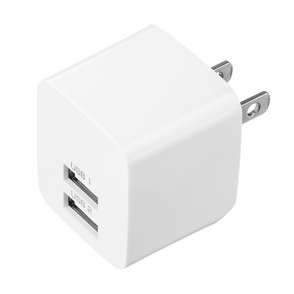サンワサプライ USB充電器 2ポート 合計2.4A ホワイト ACA-IP44W 1個（ご注文単位1個）【直送品】