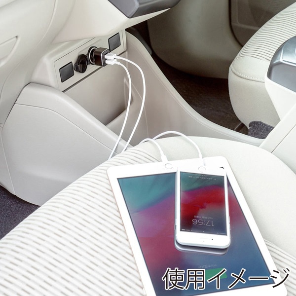 サンワサプライ カーチャージャー 2ポート 4.8A CAR-CHR74U 1個（ご注文単位1個）【直送品】