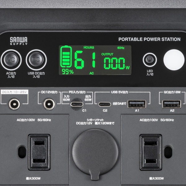 サンワサプライ ポータブル電源 296Wh BTL-RDC33 1個(ご注文単位1個)【直送品】