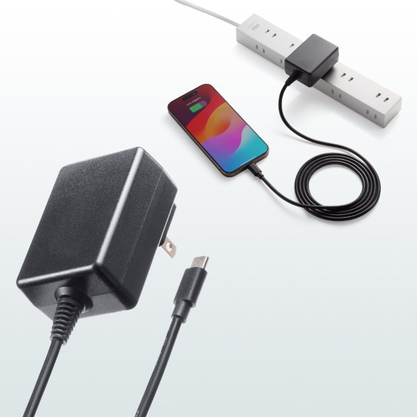 サンワサプライ USB Type-C ケーブル一体型AC充電器 5V/3A ACA-IP103BK 1個(ご注文単位1個)【直送品】