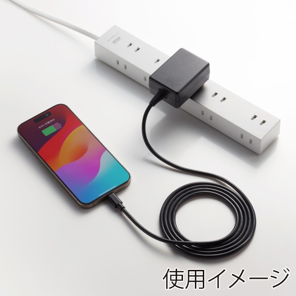 サンワサプライ USB Type-C ケーブル一体型AC充電器 5V/3A ACA-IP103BK 1個(ご注文単位1個)【直送品】