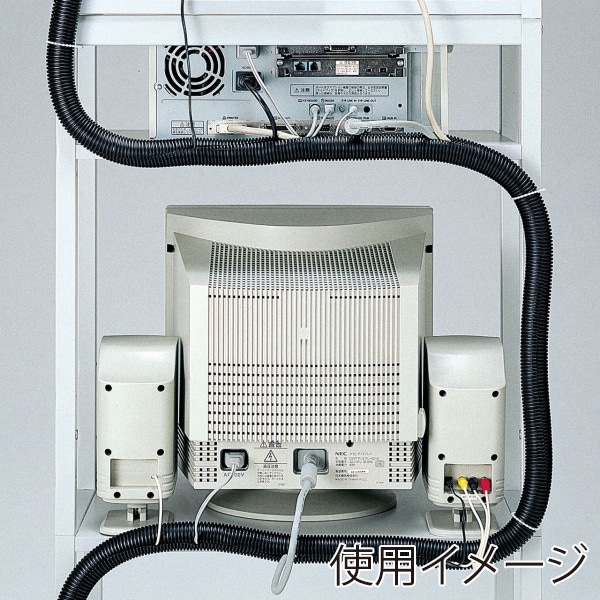 サンワサプライ コルゲートチューブ ブラック 2m巻・内寸直径28mm CA-202 1個(ご注文単位1個)【直送品】