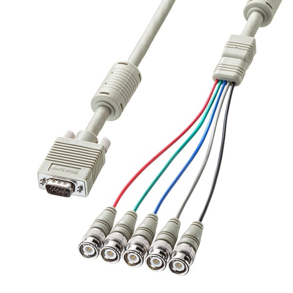 サンワサプライ ディスプレイケーブル アナログRGB 4m KB-5BNC4K 1個（ご注文単位1個）【直送品】