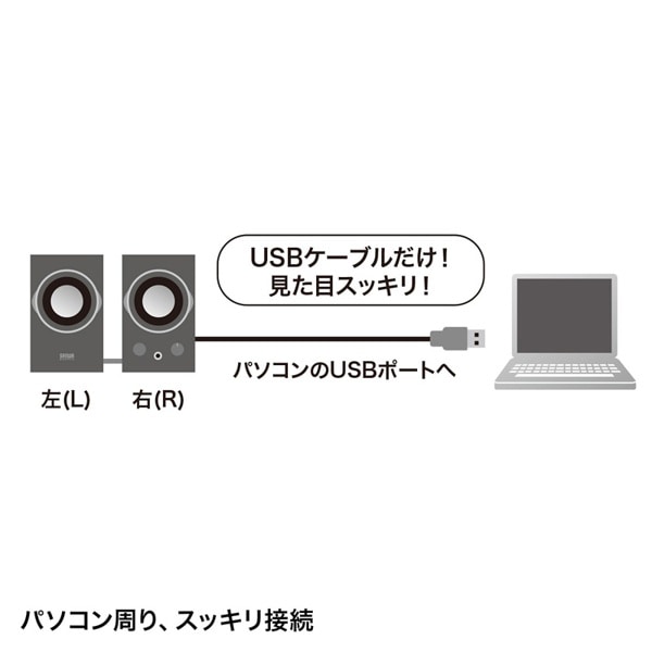 サンワサプライ USBスピーカー ブラック MM-SPU7BK 1個（ご注文単位1個）【直送品】