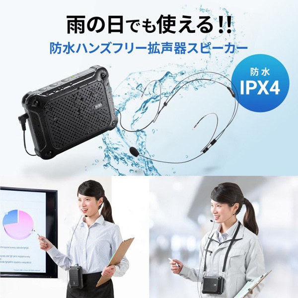 サンワサプライ 防水 ハンズフリー拡声器スピーカー MM-SPAMP6 1個(ご注文単位1個)【直送品】